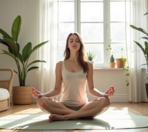 Person meditating peacefully