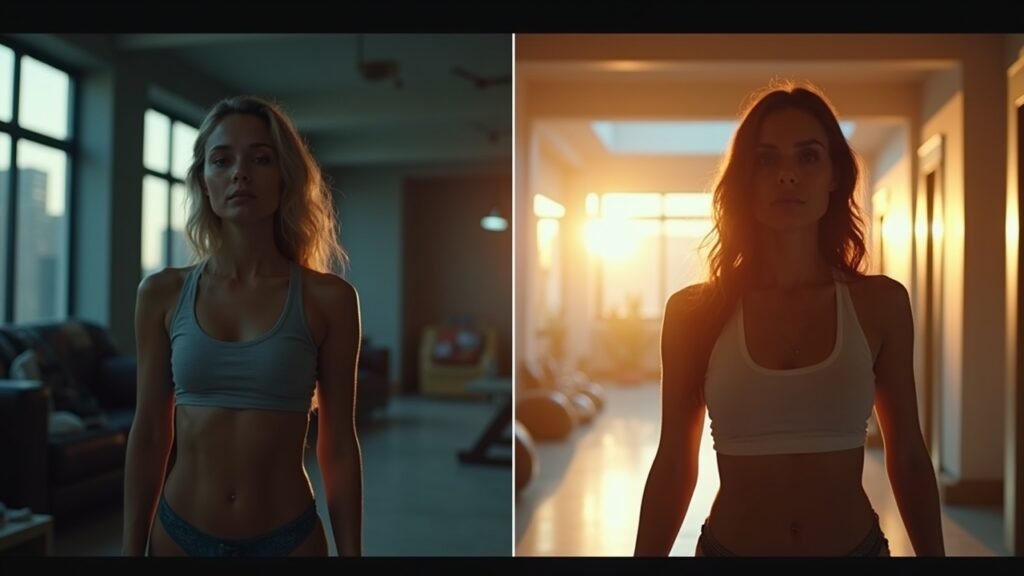 Before and after progress