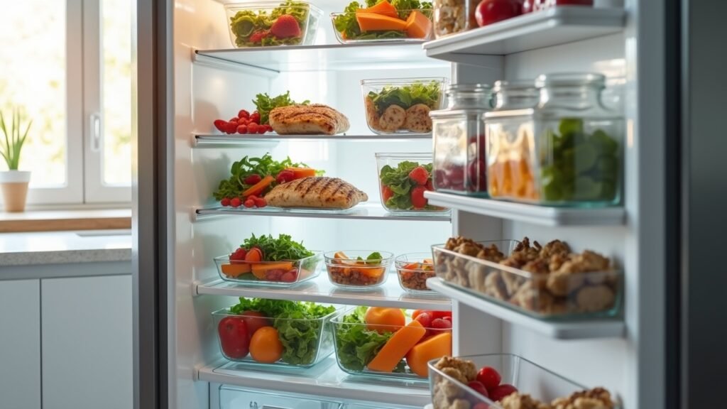 Refrigerator with prepped meals