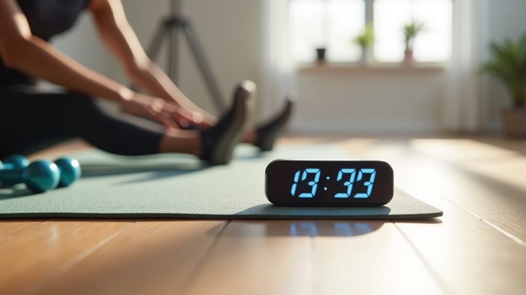 Timer with workout mat