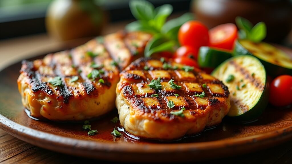 Grilled chicken and vegetables