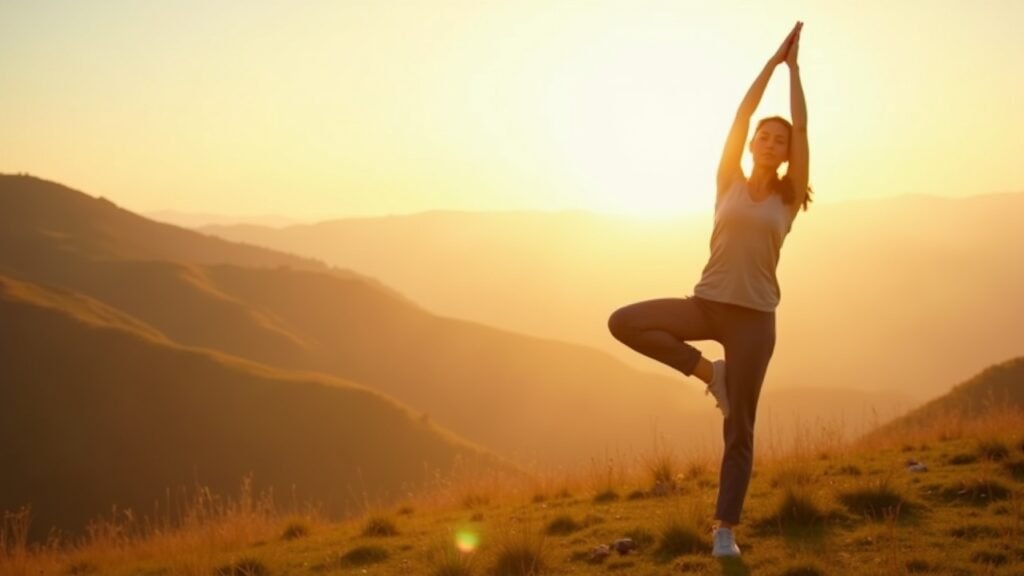 Woman doing yoga outdoors