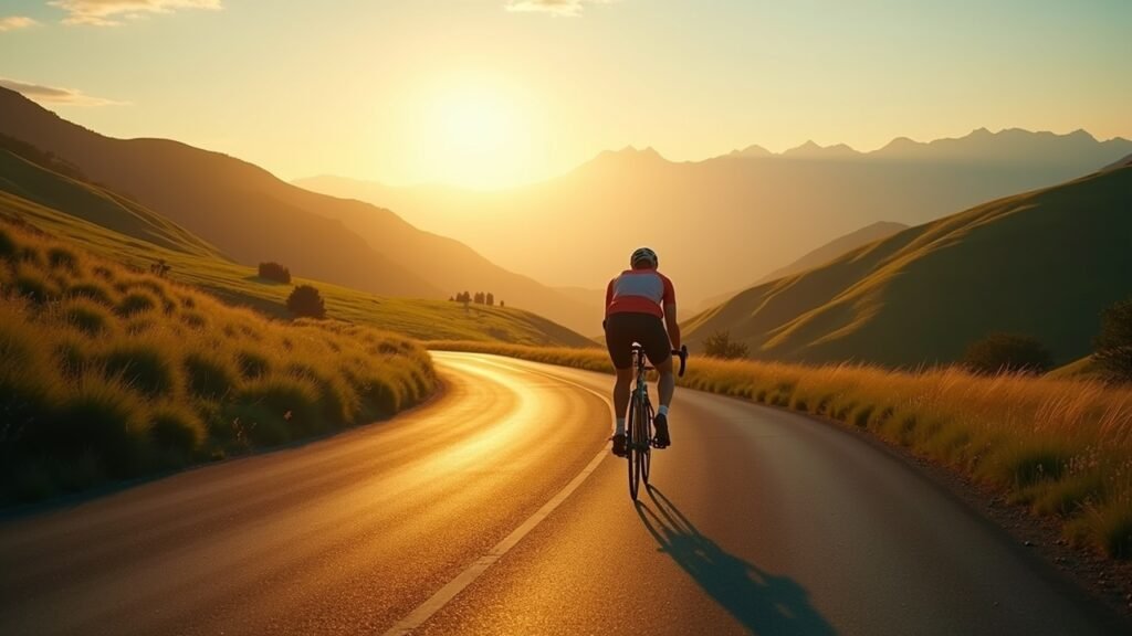 Cyclist on scenic route